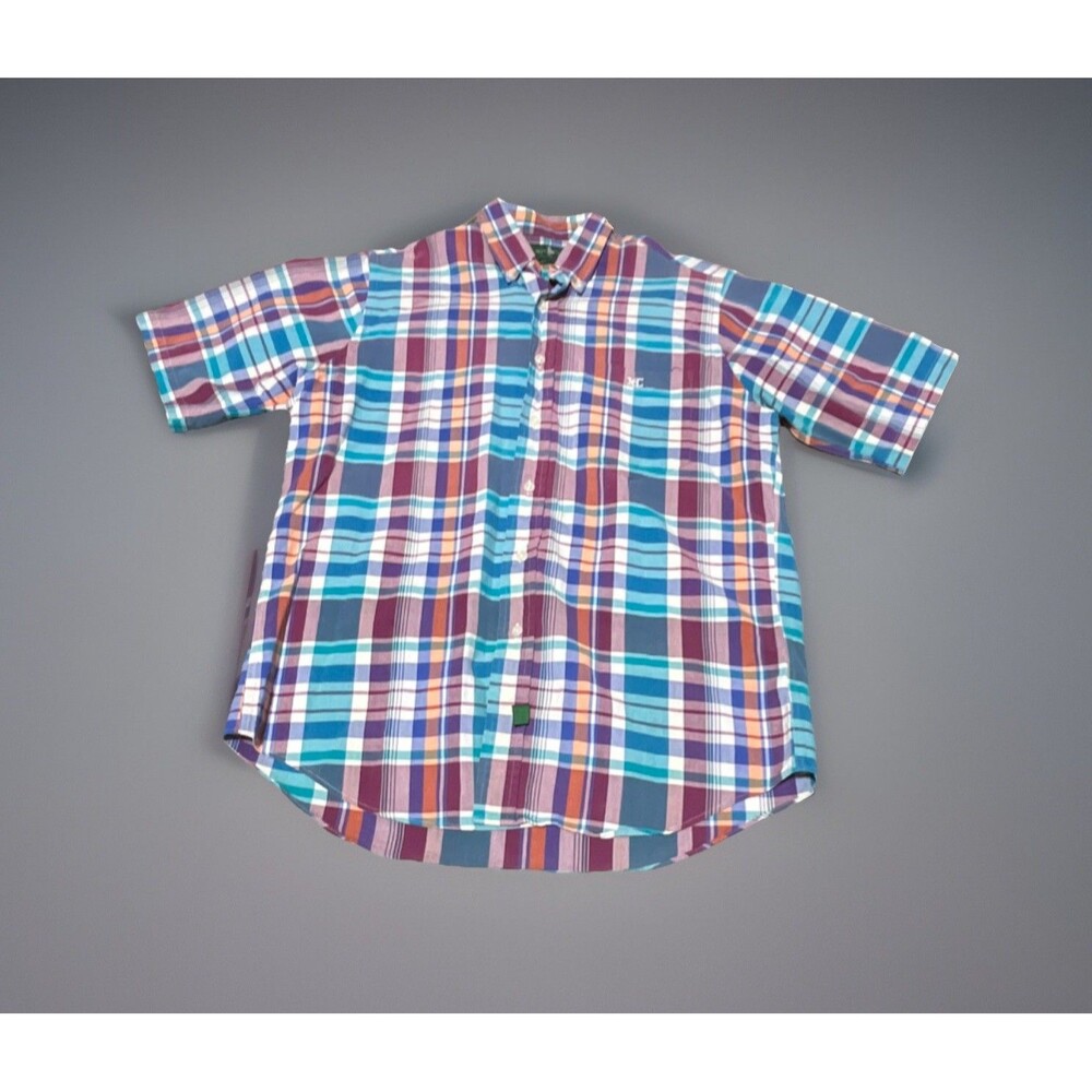 Hunt Club Multicolor Plaid Cotton Short Sleeve Button-Up Shirt Men M